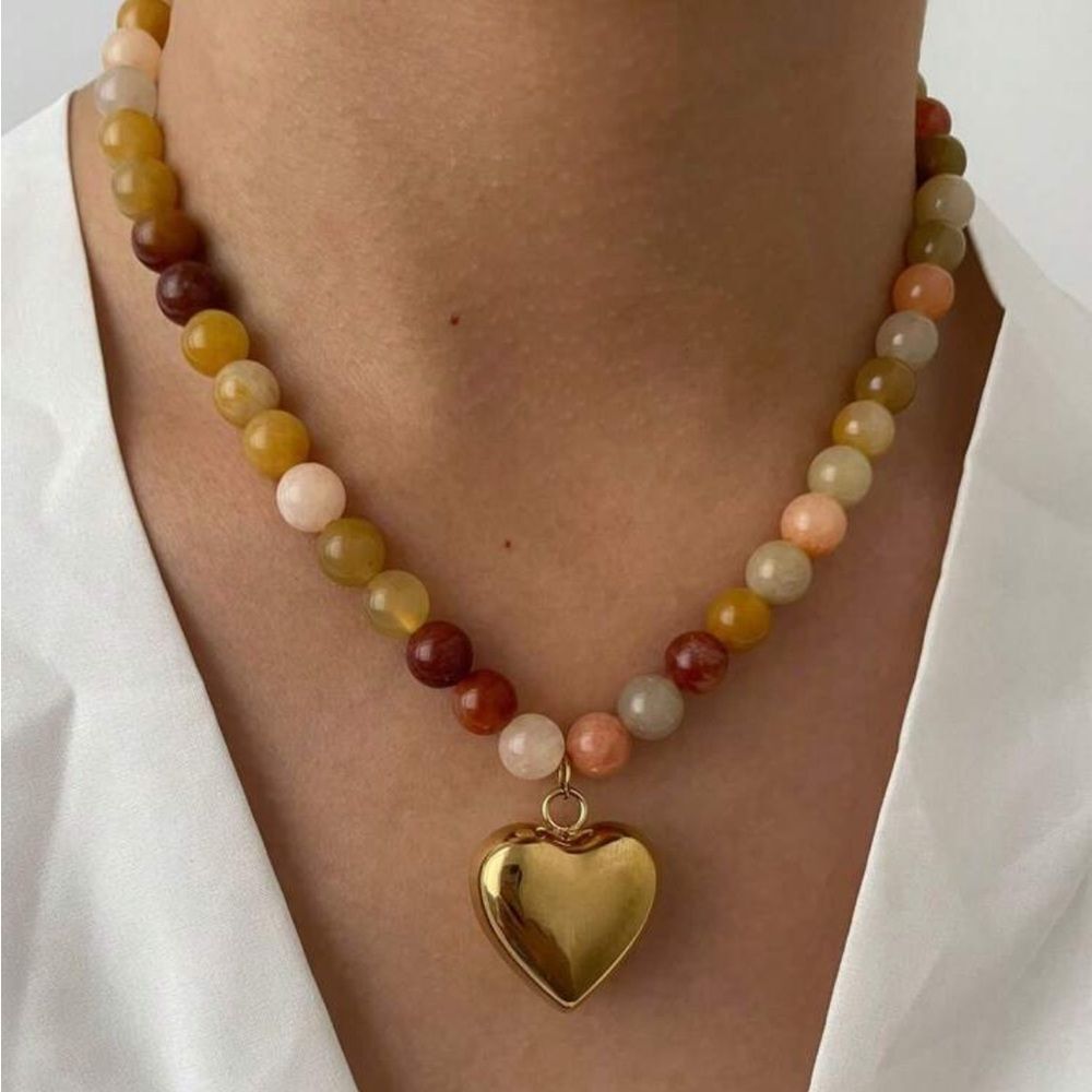 Heart Pendant Beaded Necklace N1791